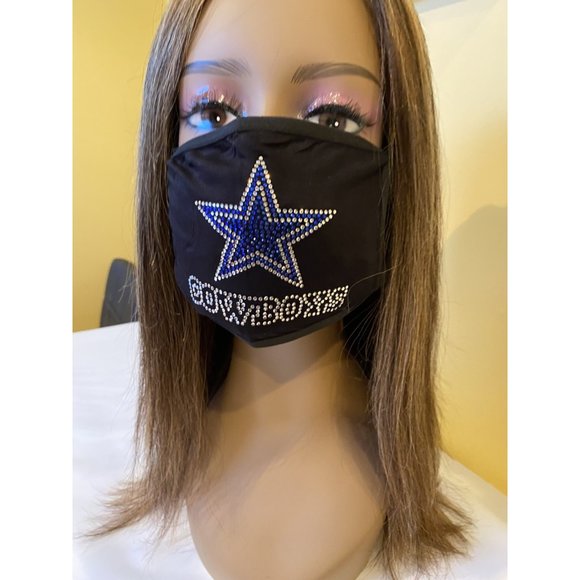 Dallas Cowboys Bling Rhinestone Face Mask Front Logo - Picture 6 of 10